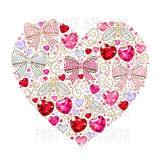Ornate Jewel Heart With Bows And Cherries