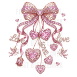 Pink Crystal Love Bow Hanging Hearts