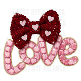 Pink Crystal Love With Red Bow
