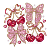 Pink Jewel Bows With Heart Cherries