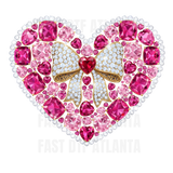 Pink Jewel Heart With Diamond Bow