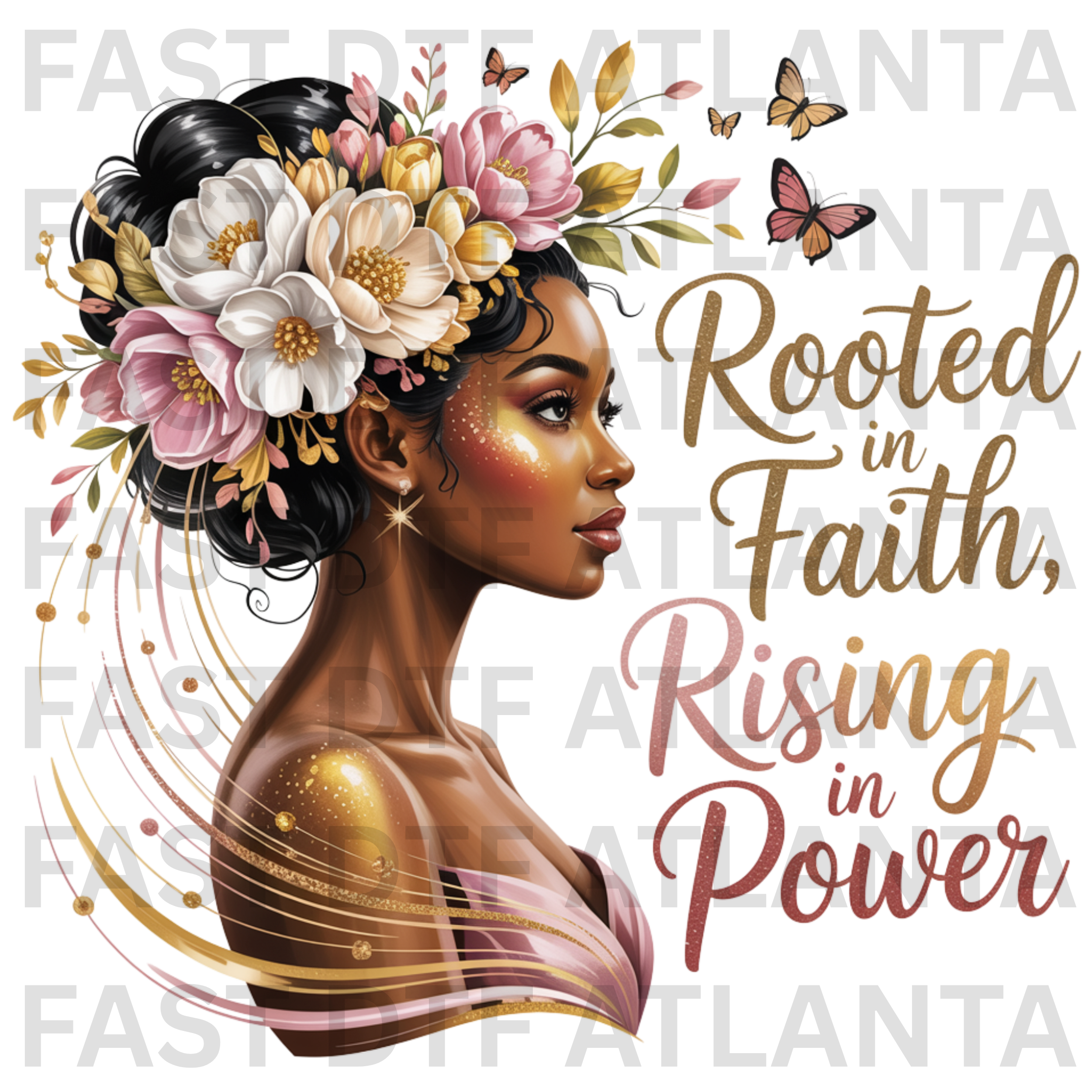Roooted Infaith Rooted In Faith Rising In Power DTF Transfer | Floral Motivational ...