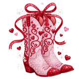 Valentine Pink Corset Boots With Bow
