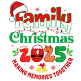 Festive Christmas 2025 design with Santa hat, holiday lights, holly, and Family Christmas 2025 Making Memories Together text