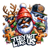 Festive Christmas characters with sunglasses - Santa, reindeer, snowman, gingerbread men wearing winter accessories