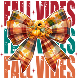 Fall Vibes Autumn Plaid Bow - DTF Transfer Ready-to-press
